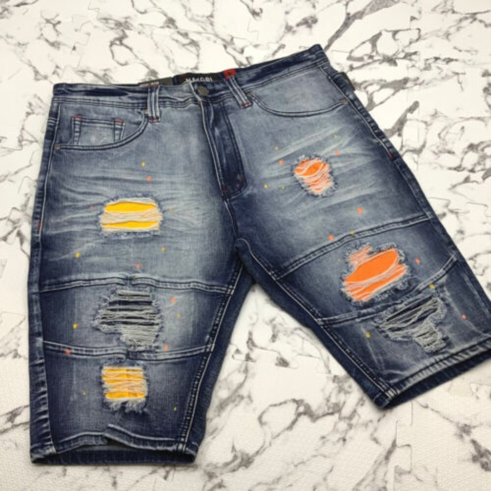 Men's Makobi Dk Blue Blast Denim Shorts NWT
